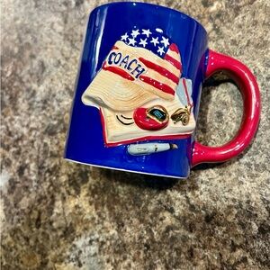 Cracker Barrel Blue and Red Coach Mug